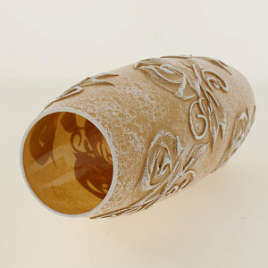 Ваза стеклянная бочка высотой 26 см, Дизайн Барельефный рисунок объемной пастой в пудровом цвете .7736/250/77-663.4 000000000001191047