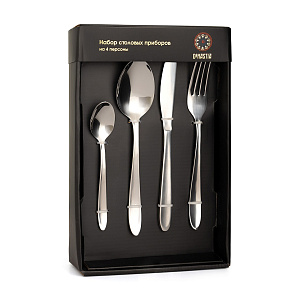 Набор столовых приборов 16 предметов (нож, ложка столовая, ложка чайная, вилка) DE'NASTIA Элегант нержавеющая сталь 000000000001222302
