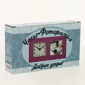 Часы настольные 6409 фоторамка,  розовые 000000000001158339