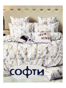 Комплект постельного белья 1,5сп 50х70см-2шт СОФТИ Мрамор с золотом полиэстер/хлопок 000000000001227686