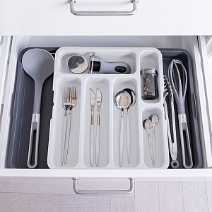 Органайзер для столовых приборов 31x35x5,5см DE'NASTIA белый полипропилен 000000000001223477