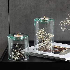 Ваза(подсвечник) 8,5x8,5x10см DE'NASTIA Египет  прозрачный стекло 000000000001225006