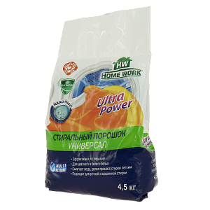 Стиральный порошок HOME WORK универсал Ultra Power д/цветного и белого ручная и машинная стирка без фосфатов 4,5 кг п/э 649 000000000001194632
