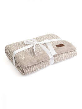 Плед двухсторонный 140x180см DE'NASTIA Зиг-заг молочный/бежевый акрил 000000000001218618