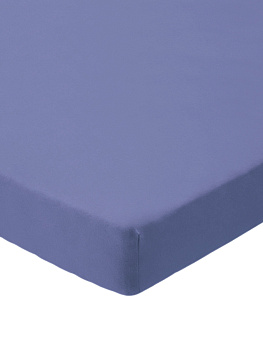 Простыня на резинке 200х200+25см DE'NASTIA синяя трикотажная 100% хлопок 000000000001211332