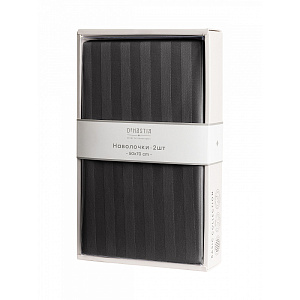 Наволочки 50x70см 2шт DE'NASTIA темно-серый страйп-сатин 1см хлопок 100% 000000000001226093