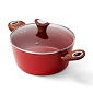 Кастрюля с крышкой 4,4л 24см PHANTOM CHEF ручки soft touch индукция red