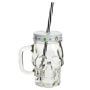 Кружка-банка 400мл Череп стекло 000000000001170141