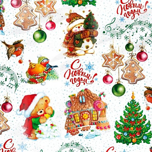 Бумага упаковочная 68,5х100см ИНТЕРПАК Еловые бусы 000000000001215334