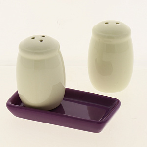 Набор для специй ПОСУДА Слива (солонка/перечница/керамическая подставка) 000000000001177430