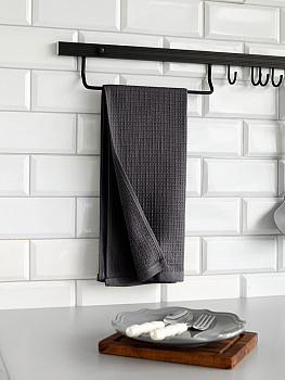 Полотенце кухонное DeNASTIA вафля/махра 470gsm 35x75, хлопок, графит D100415 000000000001227645