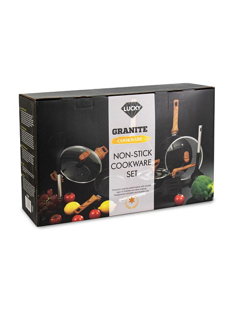 Набор посуды для приготовления 11 предметов LUCKY GRANITE индукция антипригарное покрытие алюминий 000000000001217820