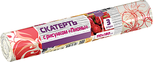 Скатерть одноразовая 110х180см CUOCO пионы рулон 3шт полиэтилен 000000000001188836