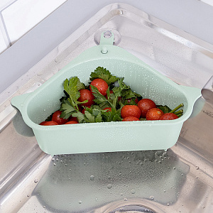 Органайзер кухонный/органайзер на раковину 25,5х14х10см DE'NASTIA угловой с присоской мятный пластик 000000000001212529