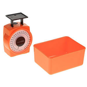 Весы кухонные LuazON, до 1 кг, шаг 20 г, чаша 400 мл, плотный пластик, оранжевые 1928756 000000000001186378