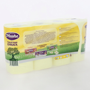Бумага туалетеная 8шт 18м PLUSHE Classic Ромашка 2х слойная желтый 000000000001215216