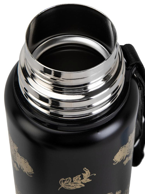 Термос 600мл ST с клапаном цветы черный нержавеющая сталь 000000000001229293
