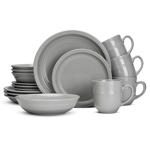 Набор столовой посуды 16 предметов LUCKY полосы серый керамика 000000000001221934
