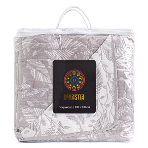 Покрывало 200x240см DE'NASTIA Тропики2 3слоя серое жаккард 55%хлопок 45%полиэстер 000000000001212612