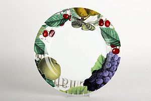 Тарелка обеденная 24см ф.круг Фрукты фарфор Коралл P016-A06904 000000000001197441