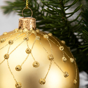 Декоративное украшение Шар №4,5 D8см БИРЮСИНКА Восторг золото стекло 000000000001207640