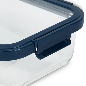 Контейнер 630мл 17,6х13,2х6,4см прямоугольный синяя крышка боросиликатное стекло 000000000001220356