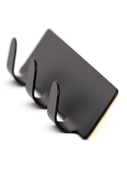 Крючок на липучке 3 крючка 2,5x12x2см DE'NASTIA черный матовый нержавеющая сталь 000000000001212661