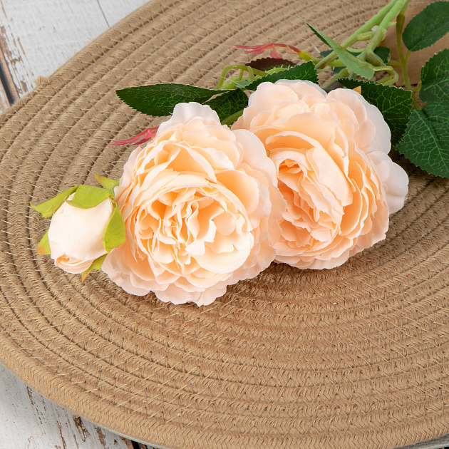 Цветок искусственный Чайная роза 3 бутона 61см персиковая 000000000001218341