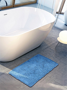 Коврик для ванной DE'NASTIA 60х100см 100%Хлопок длинный ворс голубой Индия M111161 000000000001181269