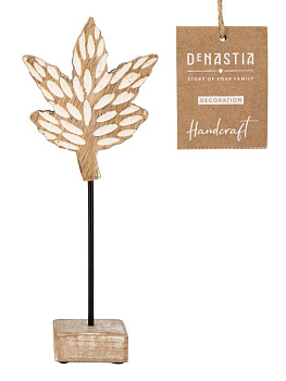 Декоративная фигурка DE'NASTIA 12х6х30см лист Клёна белый дерево манго 000000000001229659
