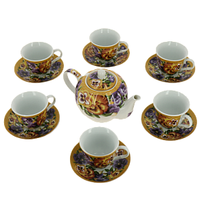 Набор чайный (13) 6 чашек 250мл+6 блюдец+чайник 1000мл, подар.уп ,CM-F13-SGB-018 000000000001170024