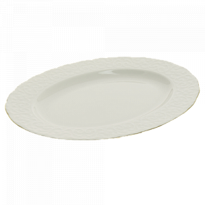 Тарелка овальная D24см DE'NASTIA IREM белая с медной каймой фарфор 000000000001209951
