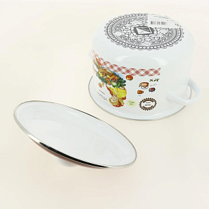 Кастрюля 3л СТАЛЬЭМАЛЬ Хозяюшка глубокая цилиндрическая белоснежная эмаль 000000000001206218