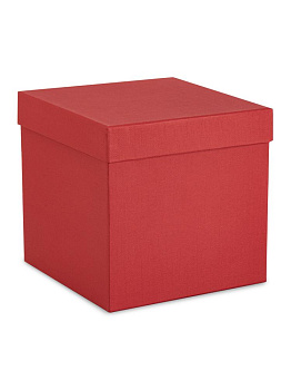 Коробка подарочная 19х19х19см РУТАУПАК  тиснение ЛЕН куб красный 000000000001226857