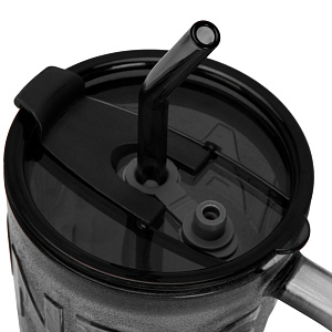 Кружка с трубочкой 400мл серая стекло 000000000001221917