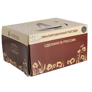 Кастрюля 2л VITROSS Белые цветы цилиндрическая форма вишнёвый эмалированная сталь 000000000001114766