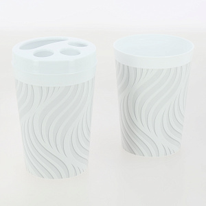 Набор для ванной комнаты на подставке 3предмета ПОЛИМЕРБЫТ BREEZE wave пластик 430670000 000000000001213047