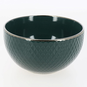 Салатник 13,6см/600мл LUCKY Точки металлическая кайма зеленый керамика 000000000001211253