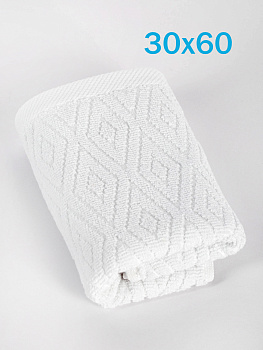 Полотенце махровое 30х60см СОФТИ Ромб белый хлопок 100% 000000000001214680
