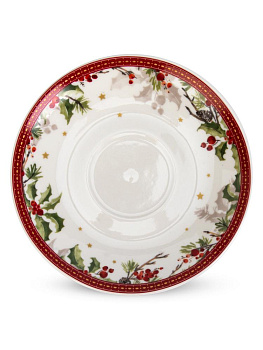 Пара чайная 250мл/блюдце DE'NASTIA Новый год белый/красный фарфор 000000000001225422