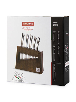 Набор ножей 6 предметов SERVITTA (5 ножей, подставка) нержавеющая сталь 000000000001226019