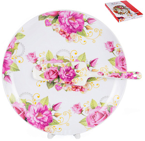 Набор для торта 2 предмета (блюдо 27см/лопатка) OLAFF Рассвет фарфор 000000000001195472