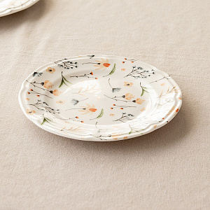 Тарелка десертная 20см LUCKY Цветы белый фарфор 000000000001220860