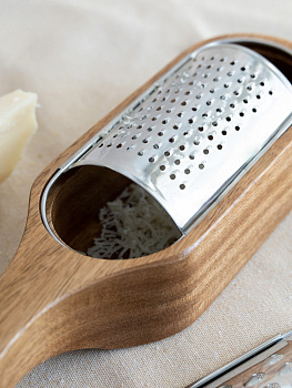 Терка 27,5x7x4/6см DE'NASTIA 2 насадки нержавеющая сталь/акация 000000000001228989