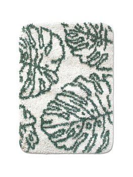 Коврик для ванной 50x70см DE'NASTIA ТРОПИКИ молочный/зеленый микрофибра полиэстер 000000000001177068
