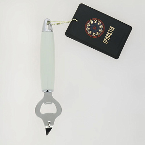 Открывалка для бутылок DE'NASTIA пластиковая ручка белая нержавеющая сталь ABS пластик 000000000001211568