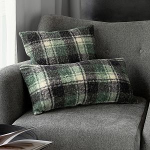 Наволочка декоративная 45х45см DE'NASTIA клетка на молнии серый/зеленый букле полиэстер 000000000001226977