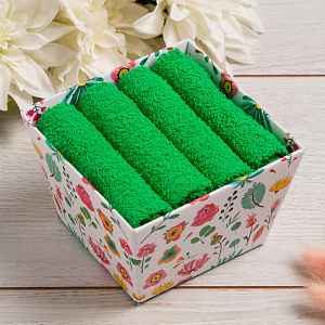 Набор махровых салфеток 4шт-30х30см ЭТЕЛЬ Цветочный сад плотность 340гр/м 100% хлопок 000000000001210453