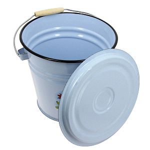 Ведро 12л СТАЛЬЭМАЛЬ с крышкой с деколью эмалированная сталь 000000000001013641
