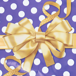 Пакет 38х47см Золотой бантик 60мкм вырубная усиленная ручка полиэтилен 000000000001212953